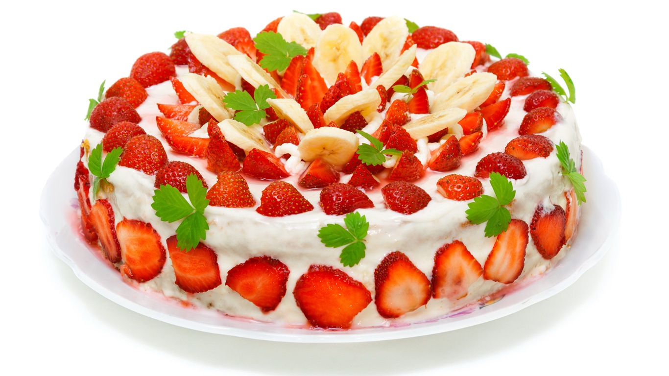 Délicieux gâteau fraises fonds d'écran HD #17 - 1366x768