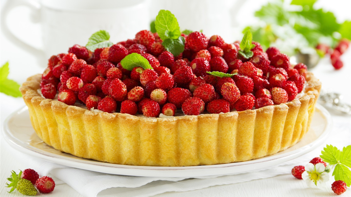 맛있는 딸기 케이크의 HD 배경 화면 #24 - 1366x768