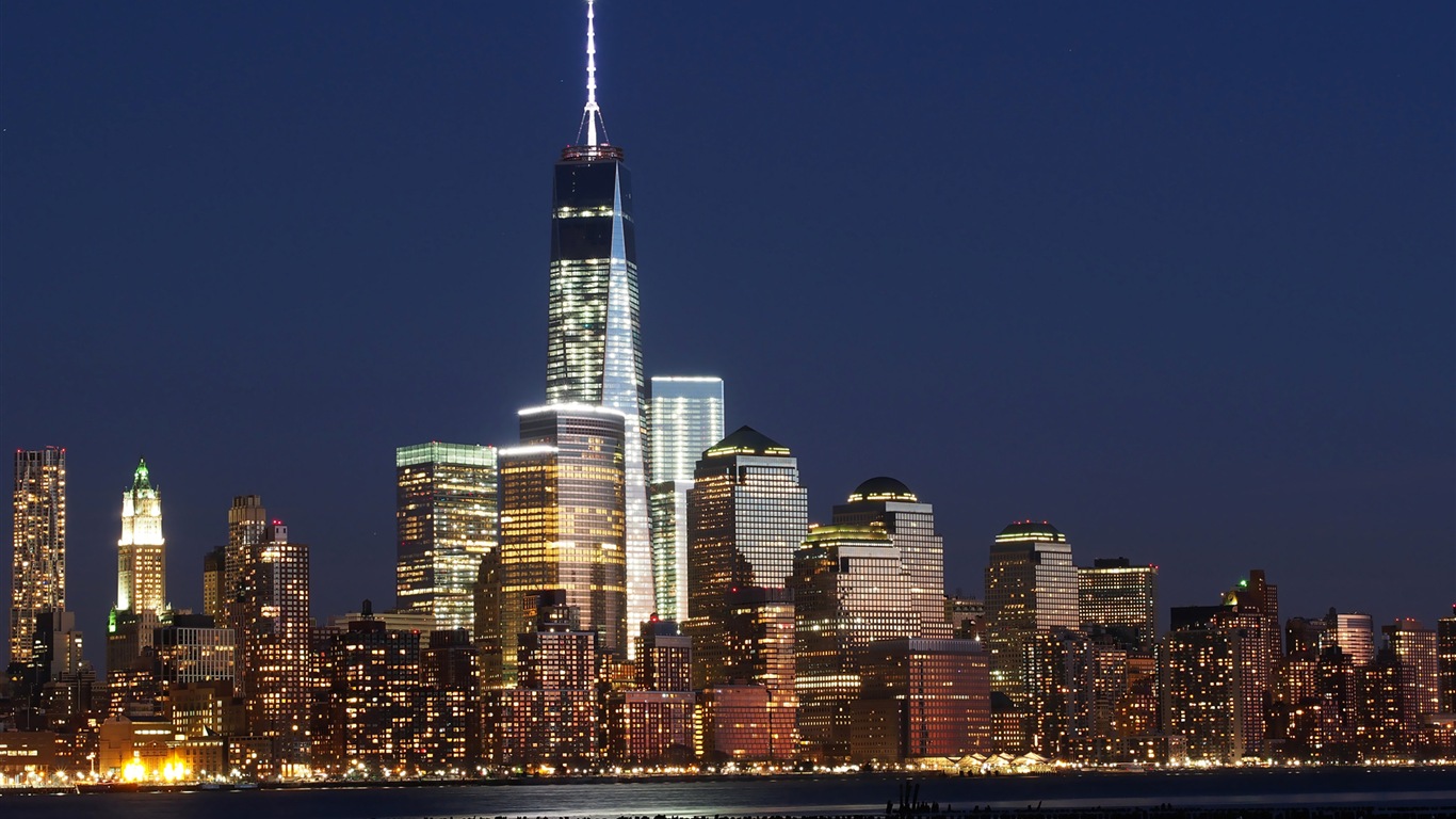 美国纽约帝国大厦 城市夜景 高清壁纸4 - 1366x768
