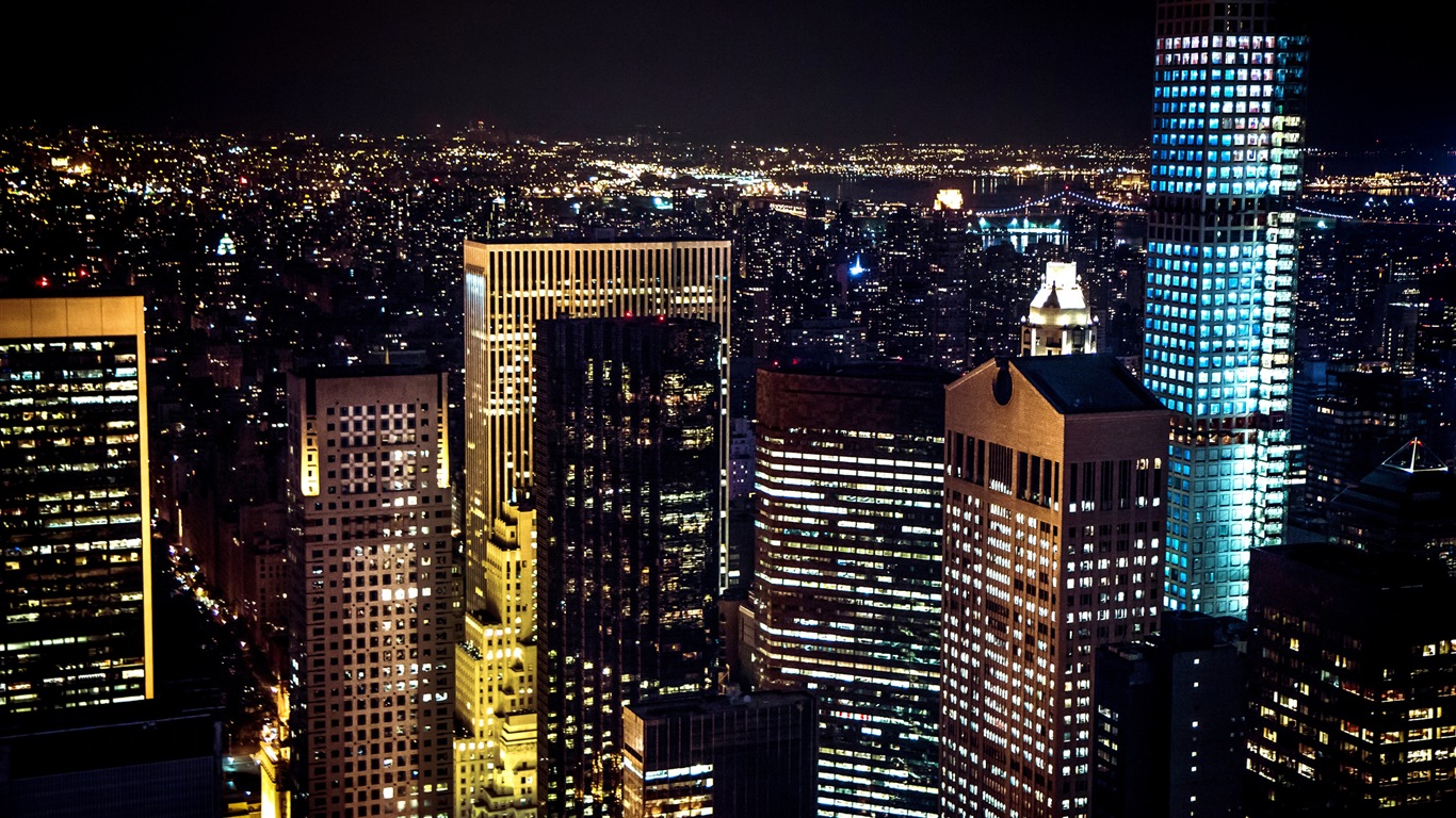 Empire State Building in New York, city night HD wallpapers #9 - 1366x768