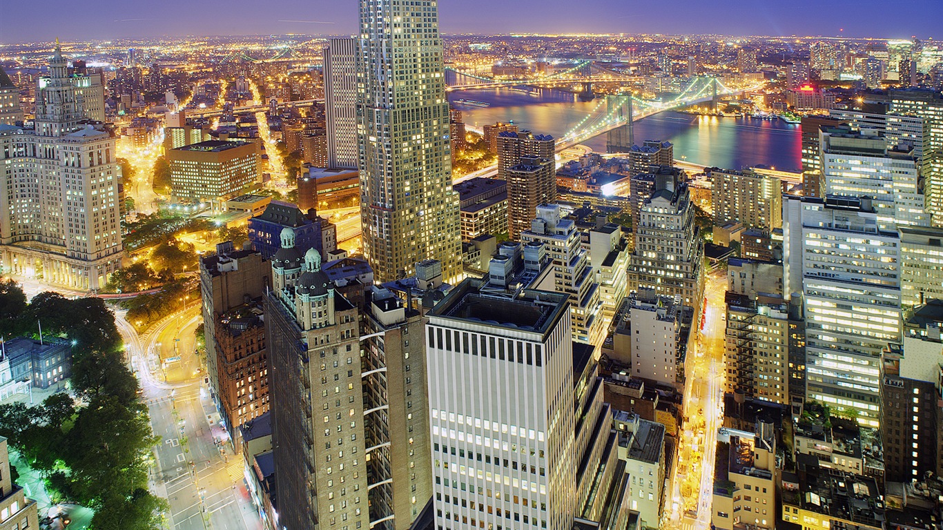 Empire State Building v New Yorku, město noci HD tapety na plochu #16 - 1366x768