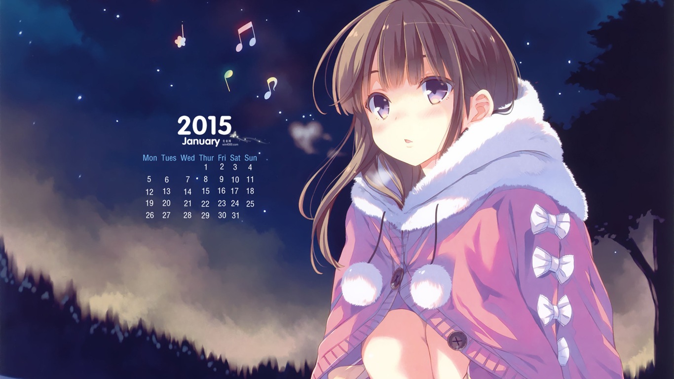 Janvier 2015 calendar fond d'écran (1) #6 - 1366x768