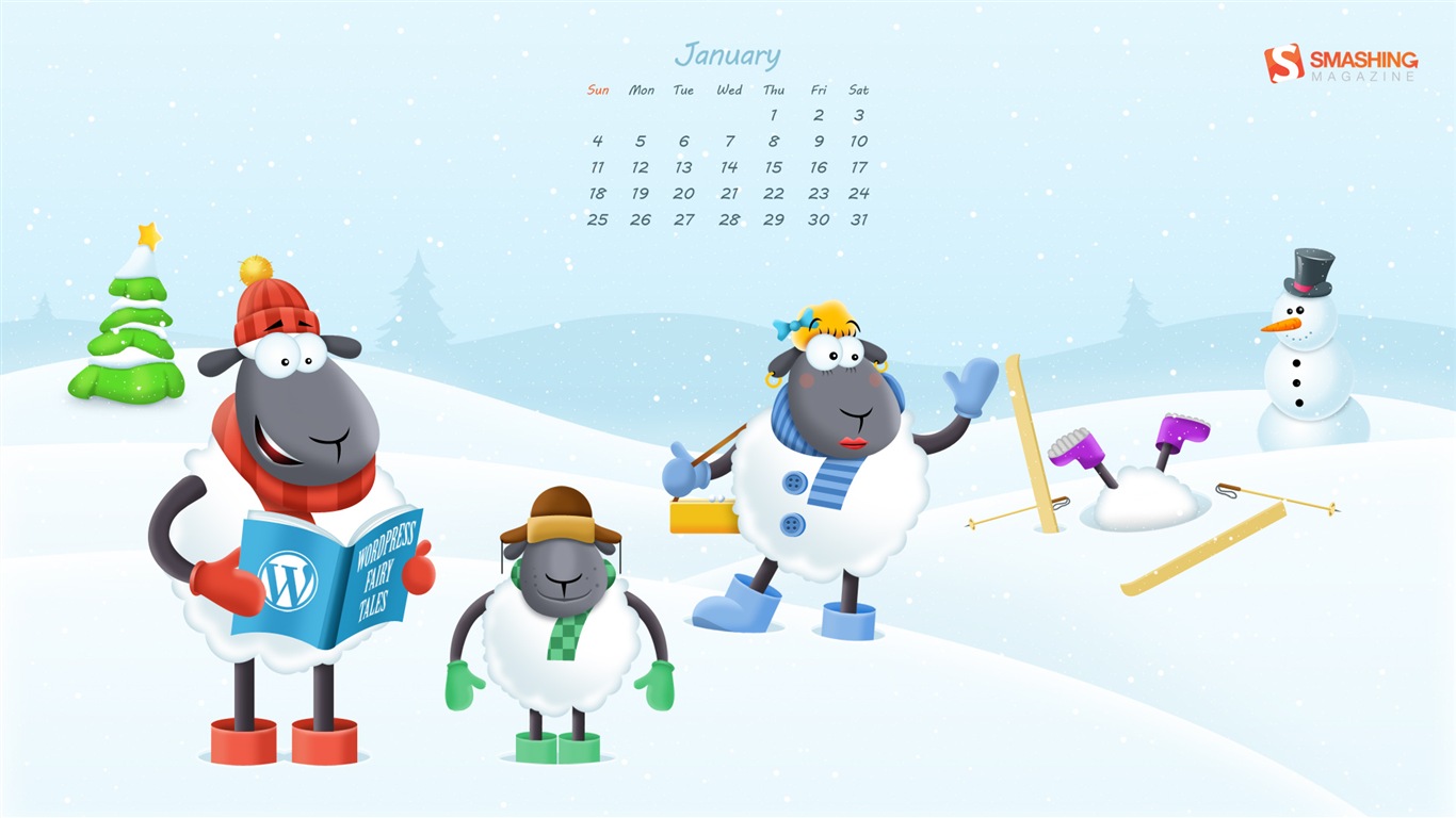 Januar 2015 Kalender Wallpaper (2) #9 - 1366x768