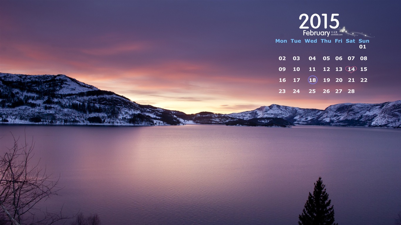 February 2015 Calendar wallpaper (1) #14 - 1366x768