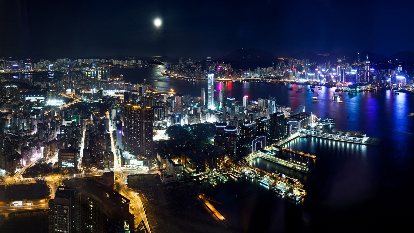 홍콩의 도시 풍경 아름다운 HD 배경 화면 #5 - 1366x768