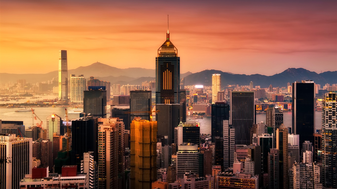 홍콩의 도시 풍경 아름다운 HD 배경 화면 #7 - 1366x768
