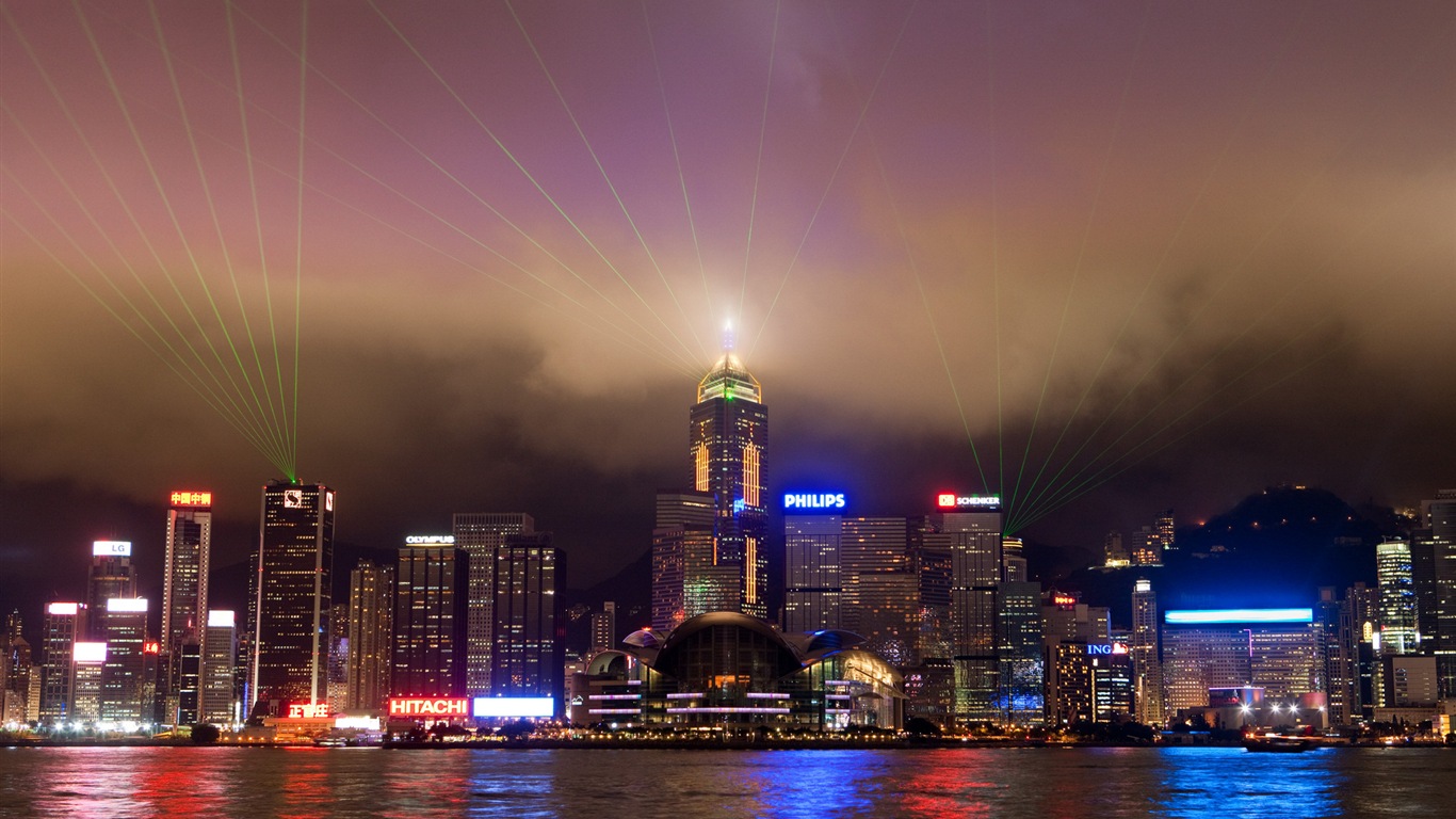 홍콩의 도시 풍경 아름다운 HD 배경 화면 #10 - 1366x768