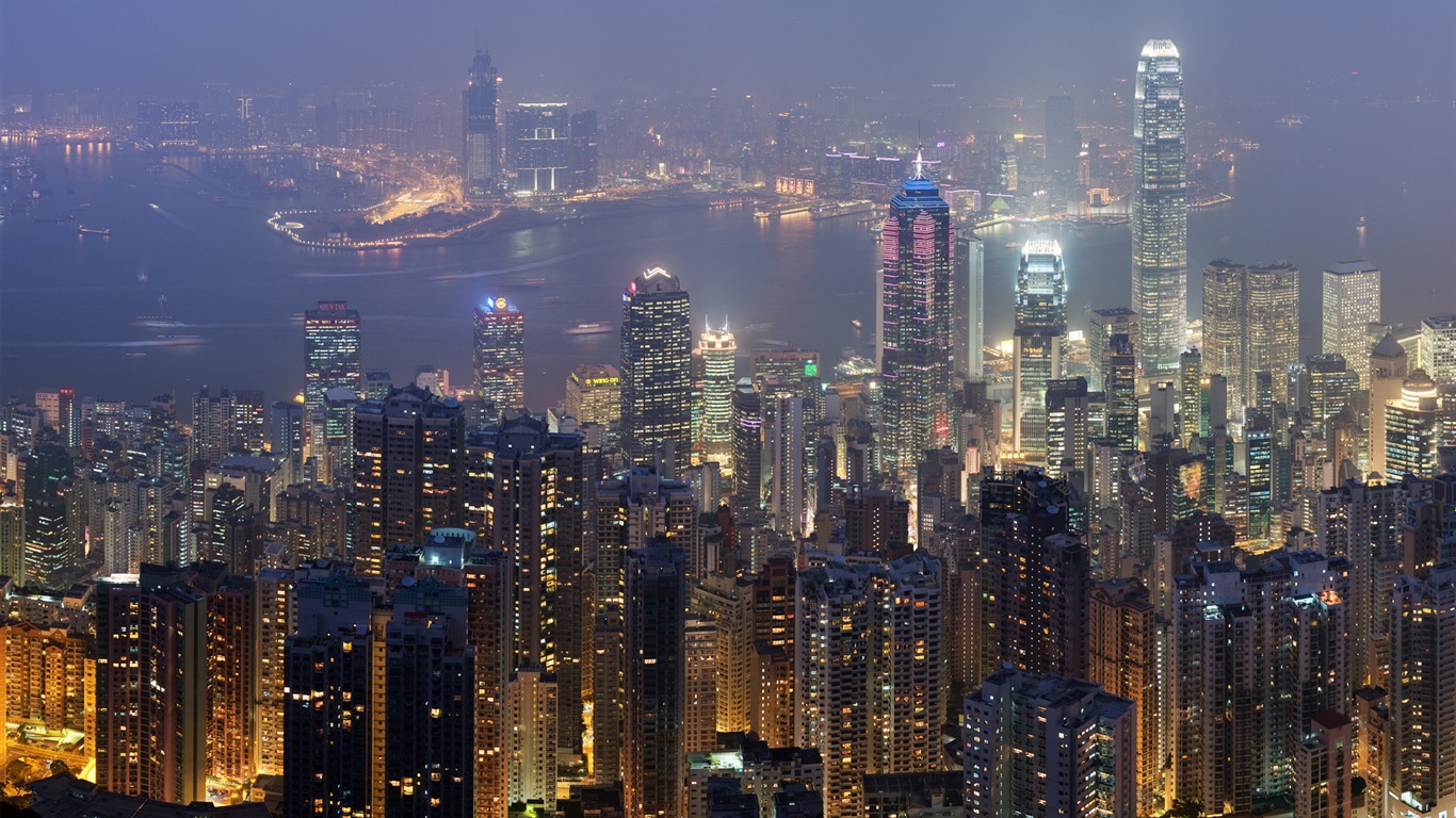 홍콩의 도시 풍경 아름다운 HD 배경 화면 #11 - 1366x768