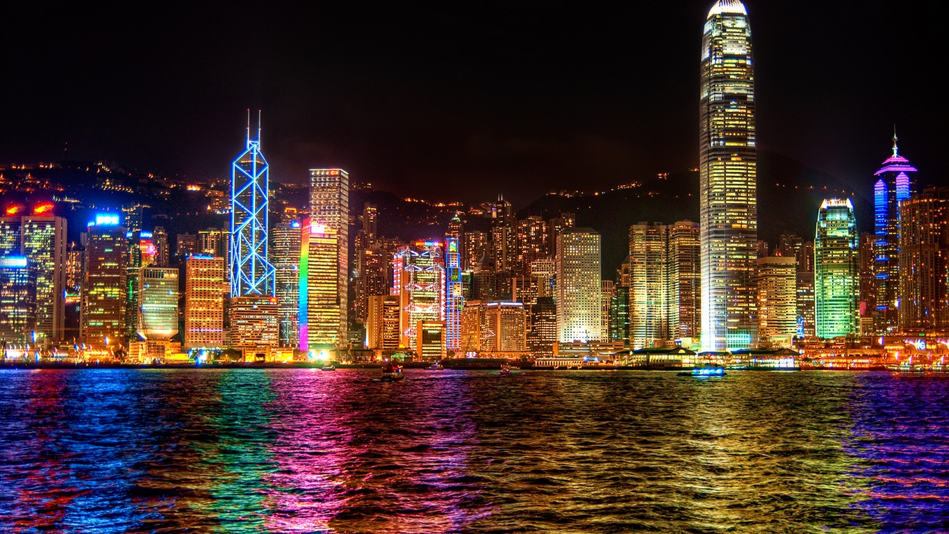 Hong Kong je Městská krajina krásné HD tapety na plochu #13 - 1366x768