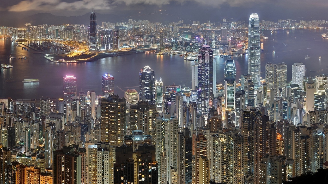 홍콩의 도시 풍경 아름다운 HD 배경 화면 #18 - 1366x768