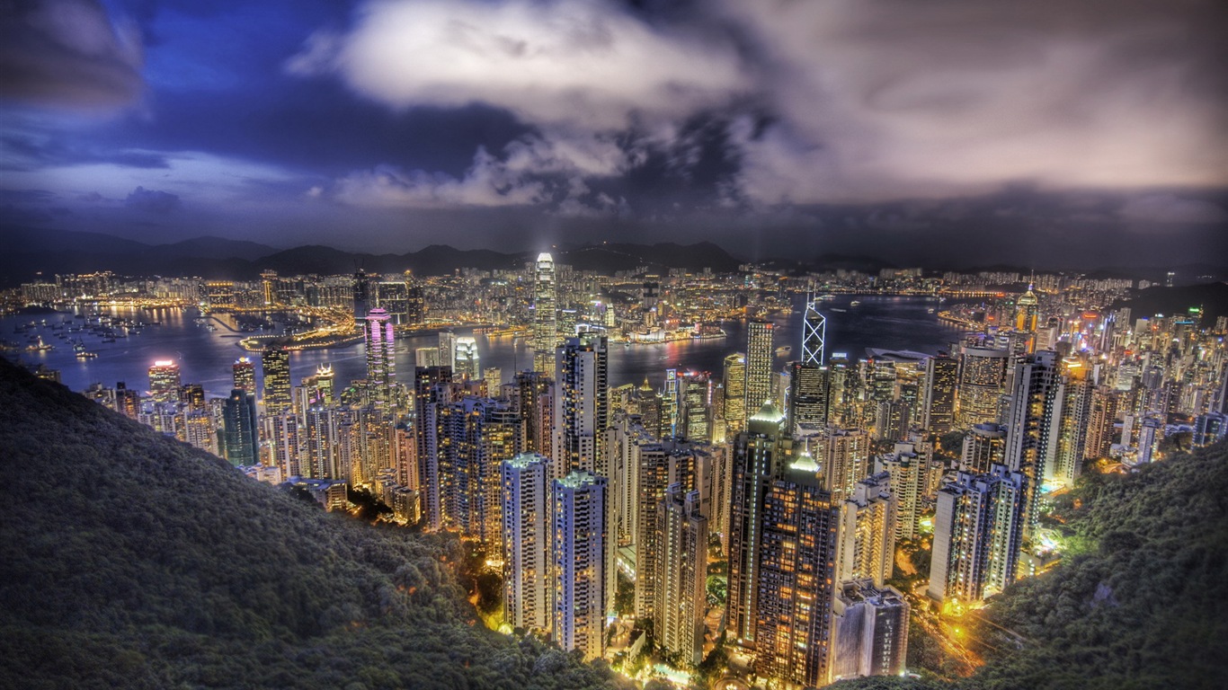 Paisaje urbano fondos de pantalla HD hermosas de Hong Kong #19 - 1366x768