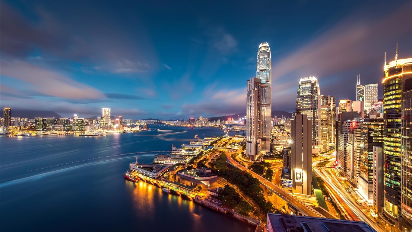 홍콩의 도시 풍경 아름다운 HD 배경 화면 #20 - 1366x768