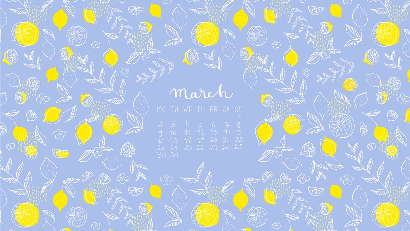 Март 2015 Календарь обои (2) #9 - 1366x768