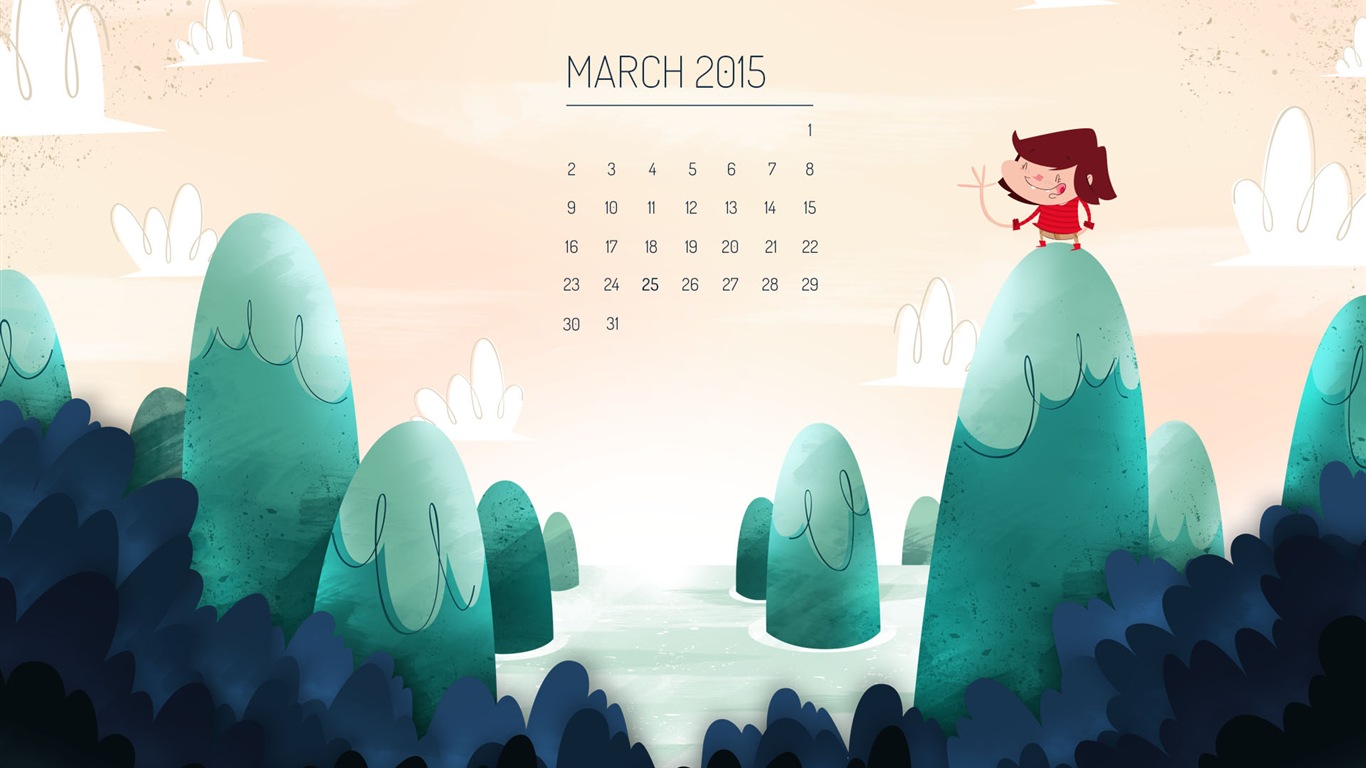 Март 2015 Календарь обои (2) #10 - 1366x768