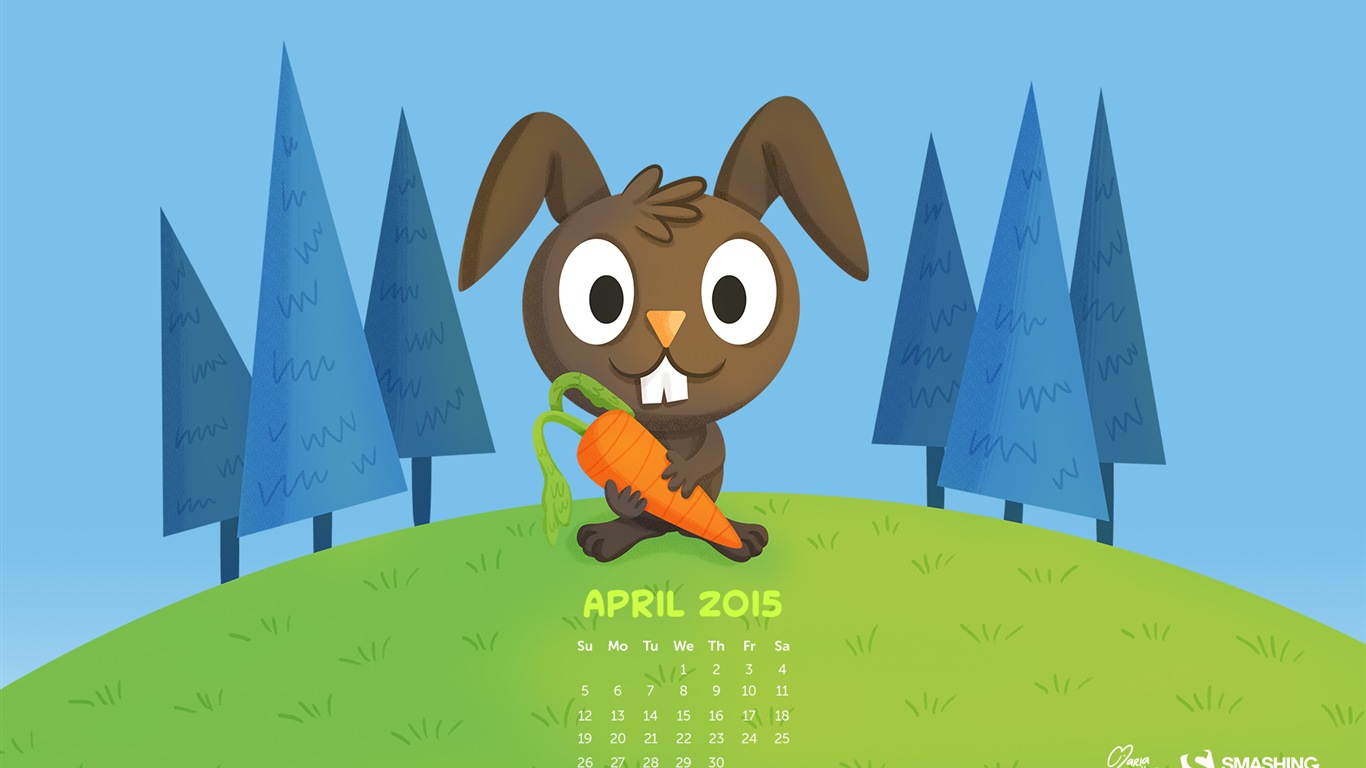 Апрель 2015 календарный обои (1) #8 - 1366x768