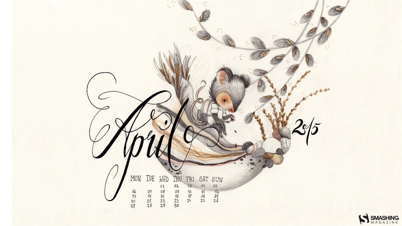 2015年4月カレンダー壁紙（1） #15 - 1366x768