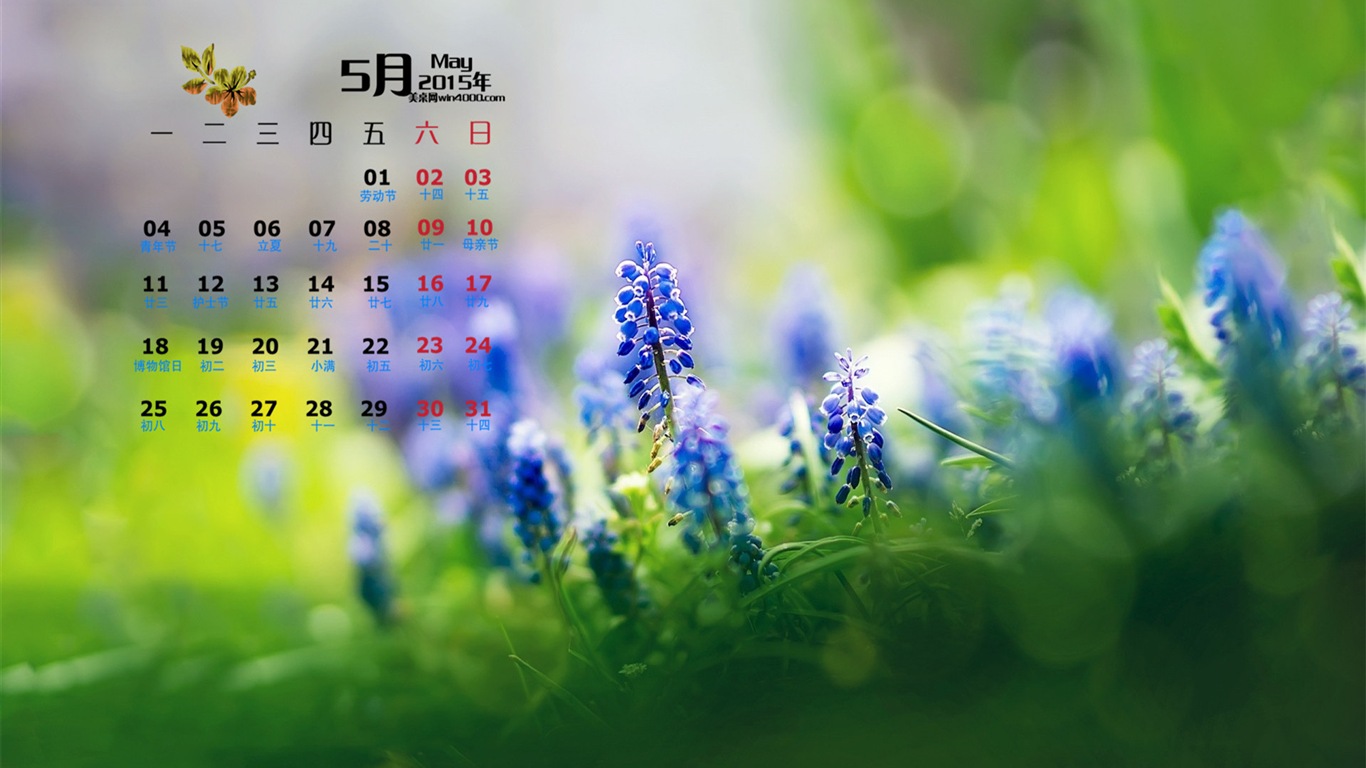 Май 2015 календарный обои (1) #16 - 1366x768