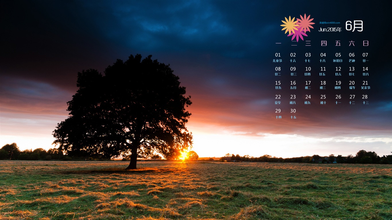 Juni 2015 Kalender Wallpaper (1) #18 - 1366x768