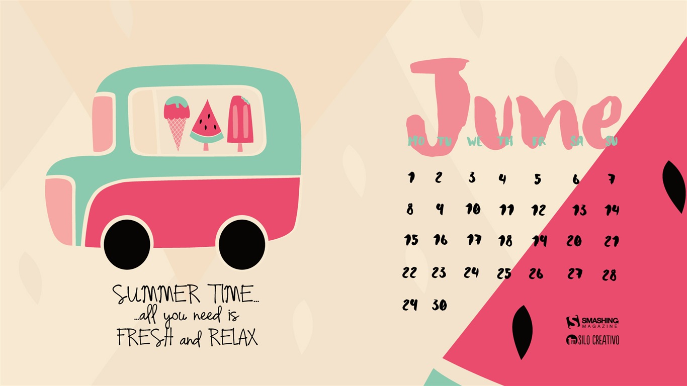 Июнь 2015 календарный обои (2) #18 - 1366x768