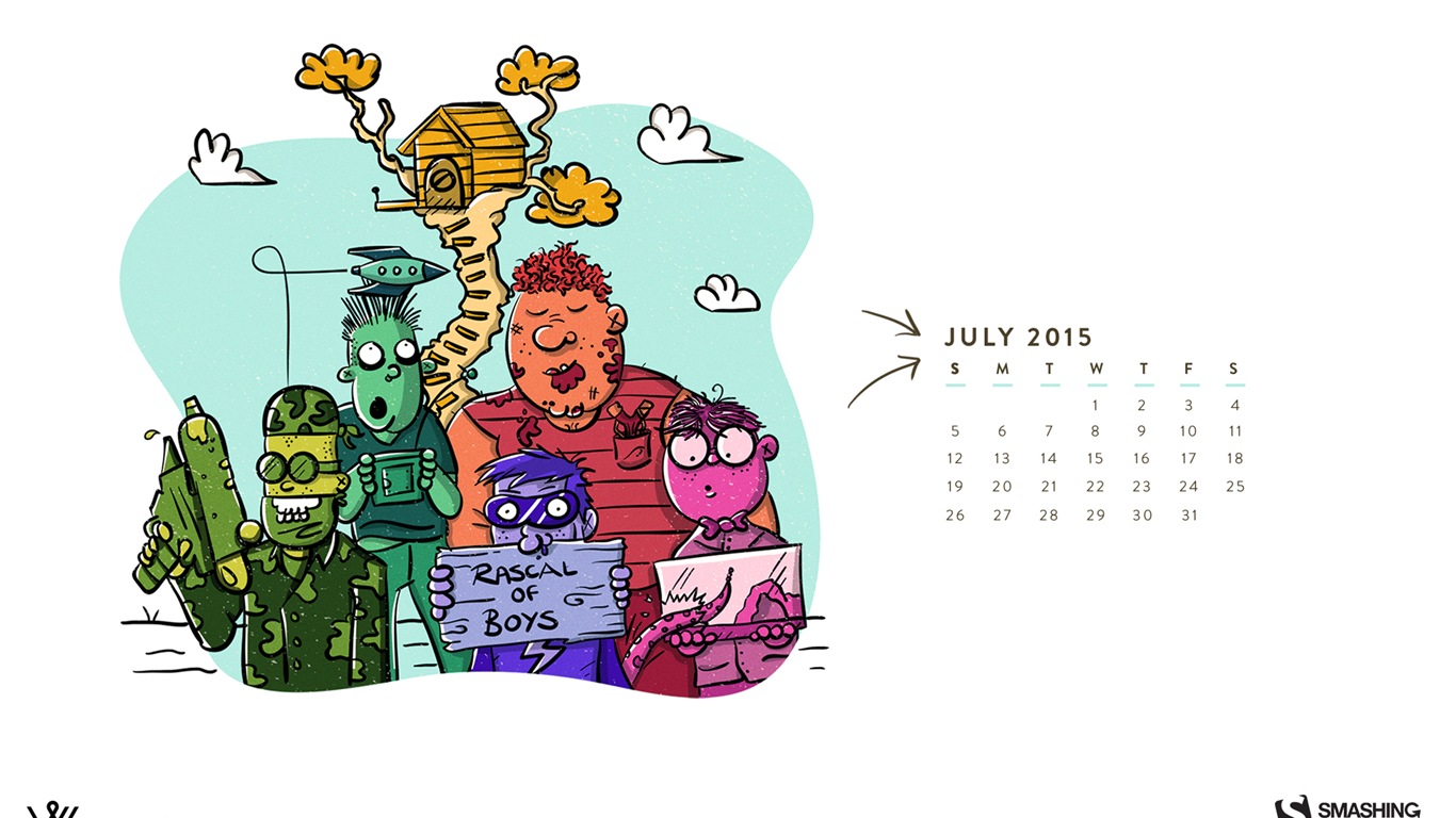 Juli 2015 Kalender Wallpaper (2) #9 - 1366x768