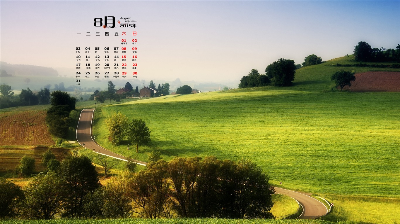 08. 2015 kalendář tapety (1) #1 - 1366x768