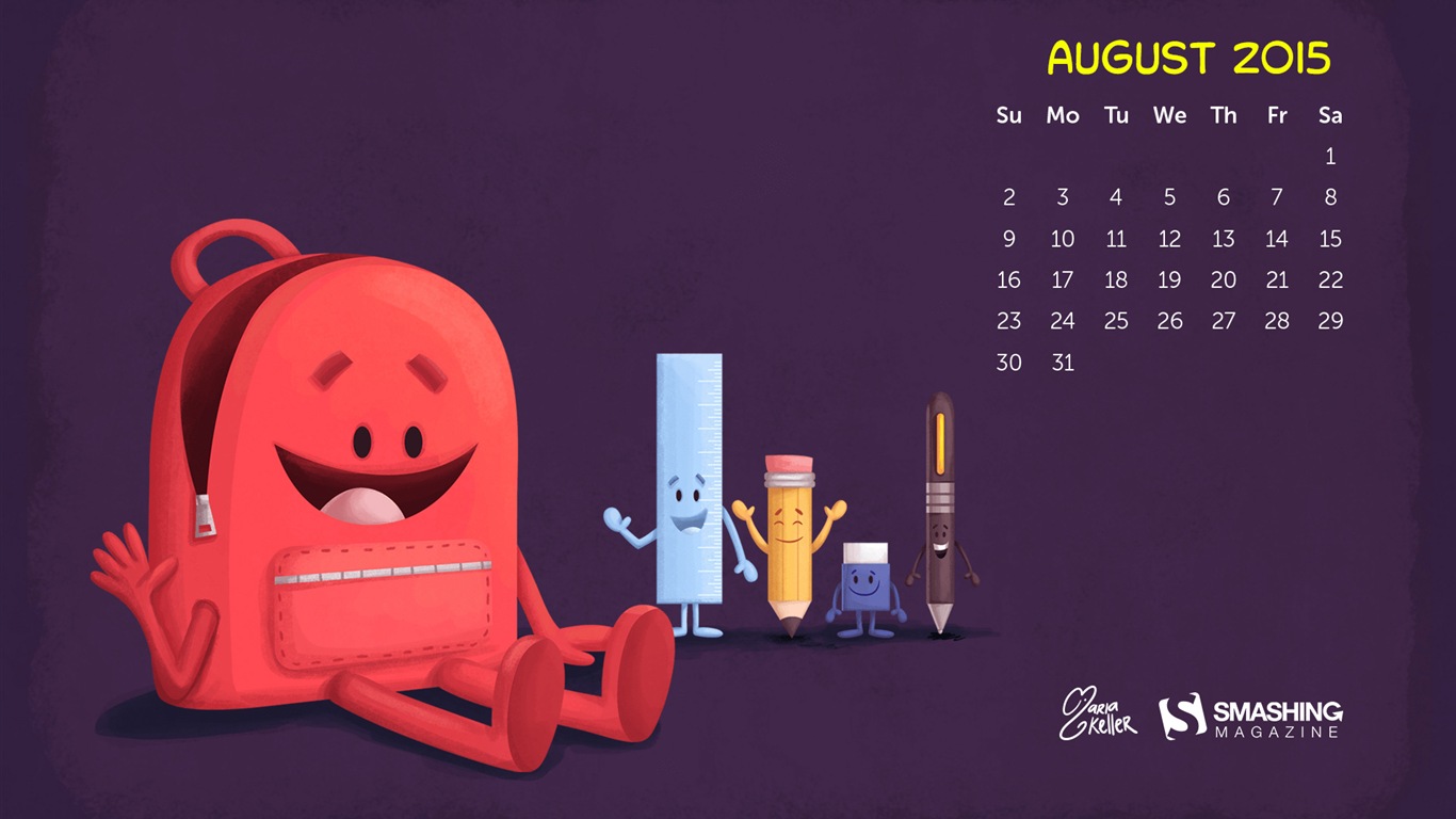 August 2015 calendar wallpaper (2) #6 - 1366x768