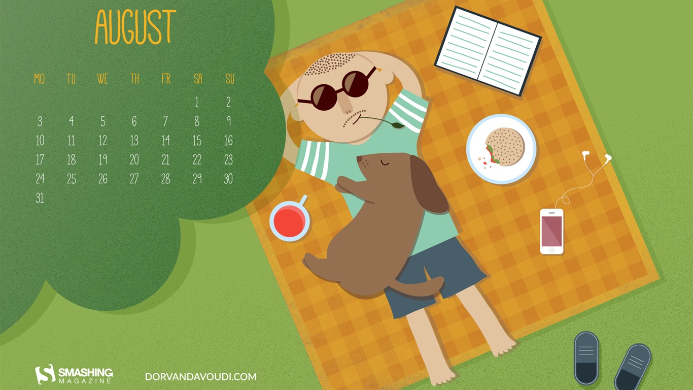 August 2015 Kalender Wallpaper (2) #13 - 1366x768