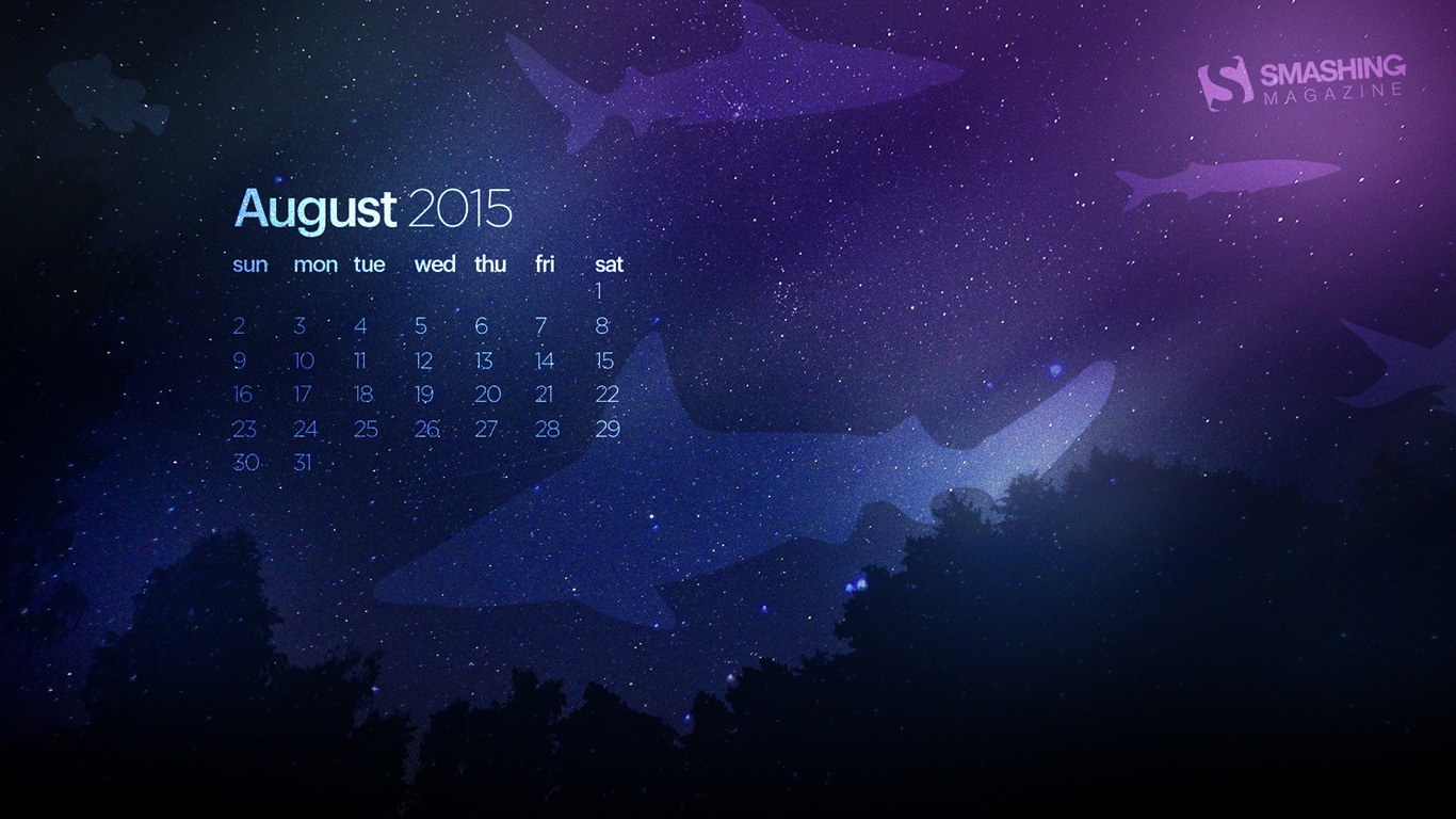 August 2015 Kalender Wallpaper (2) #19 - 1366x768