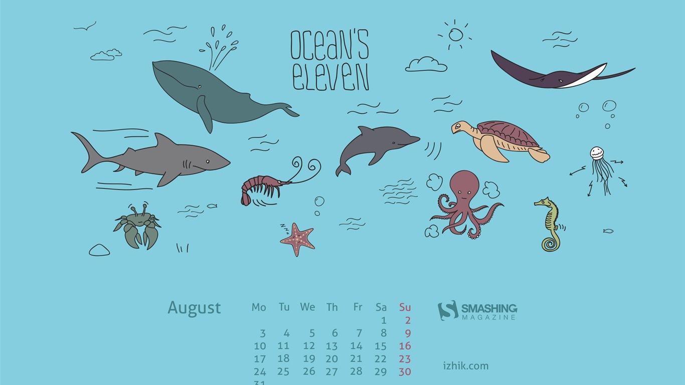 August 2015 Kalender Wallpaper (2) #20 - 1366x768
