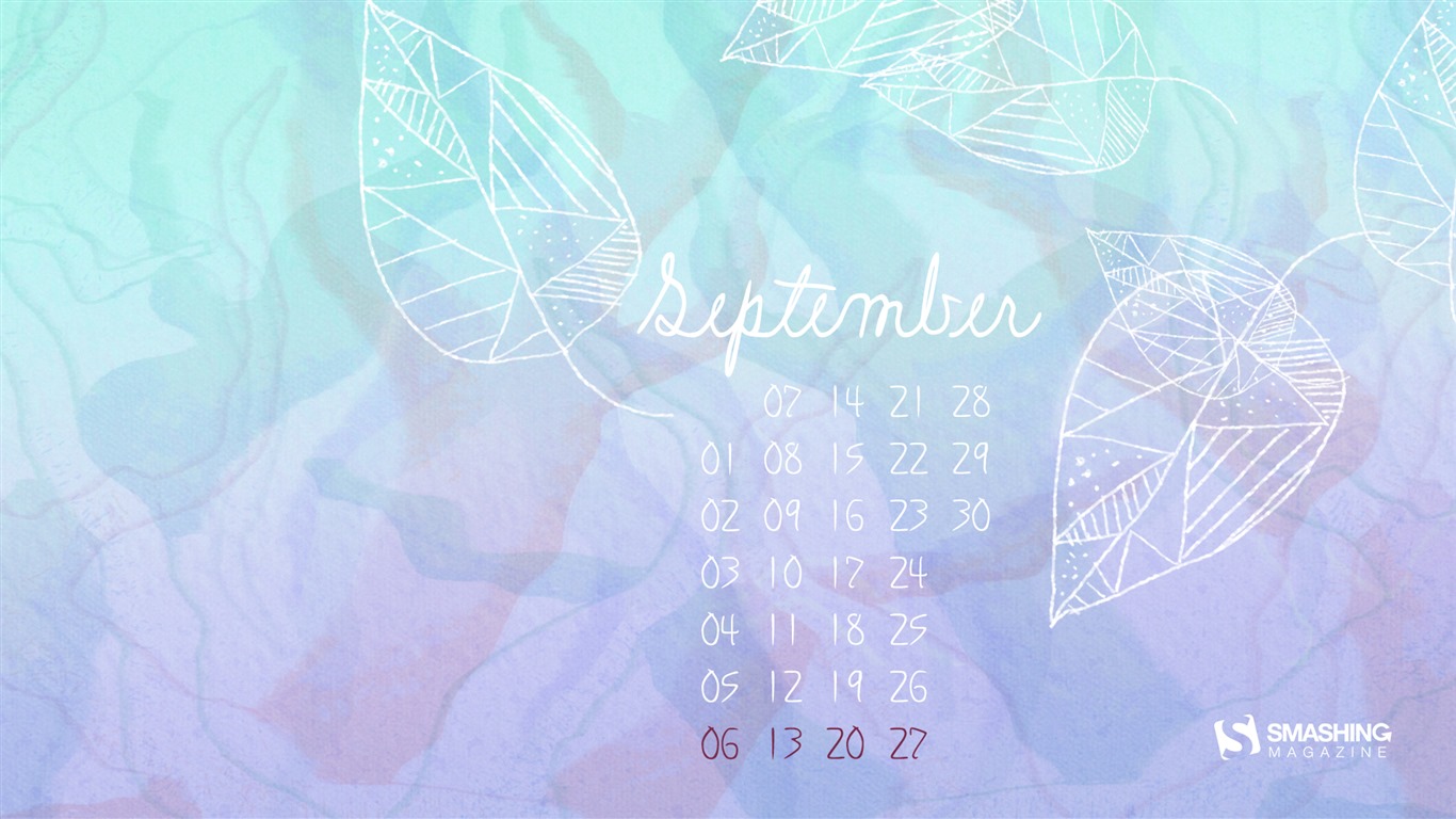 September 2015 Kalender Wallpaper (2) #8 - 1366x768