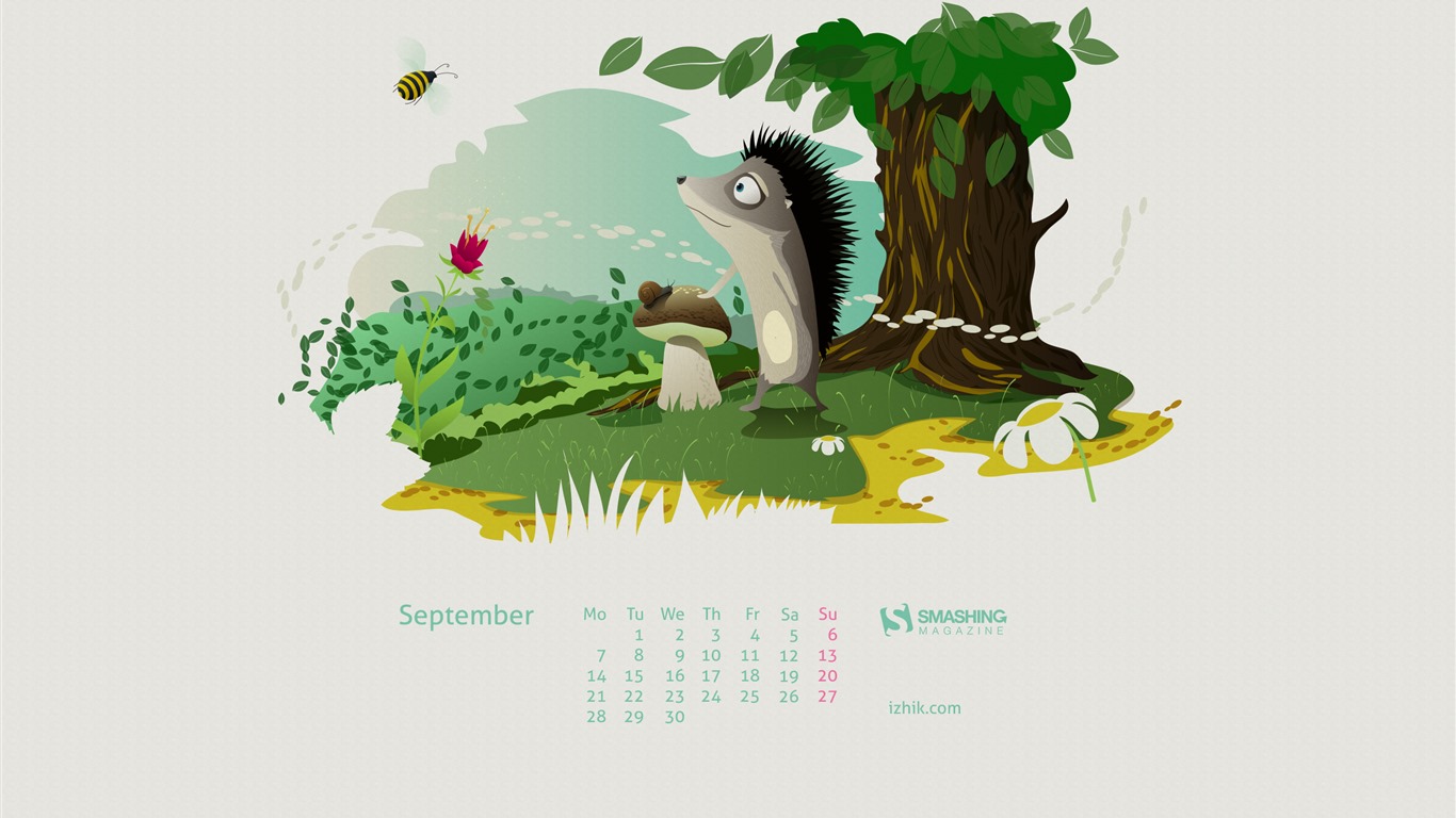 September 2015 Kalender Wallpaper (2) #13 - 1366x768