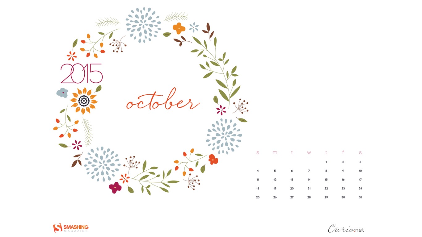 October 2015 calendar wallpaper (2) #11 - 1366x768