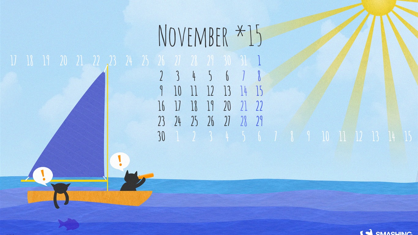 November 2015 Kalender Wallpaper (2) #1 - 1366x768