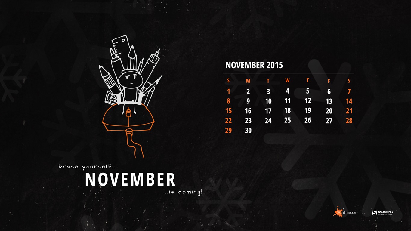 November 2015 Kalender Wallpaper (2) #9 - 1366x768