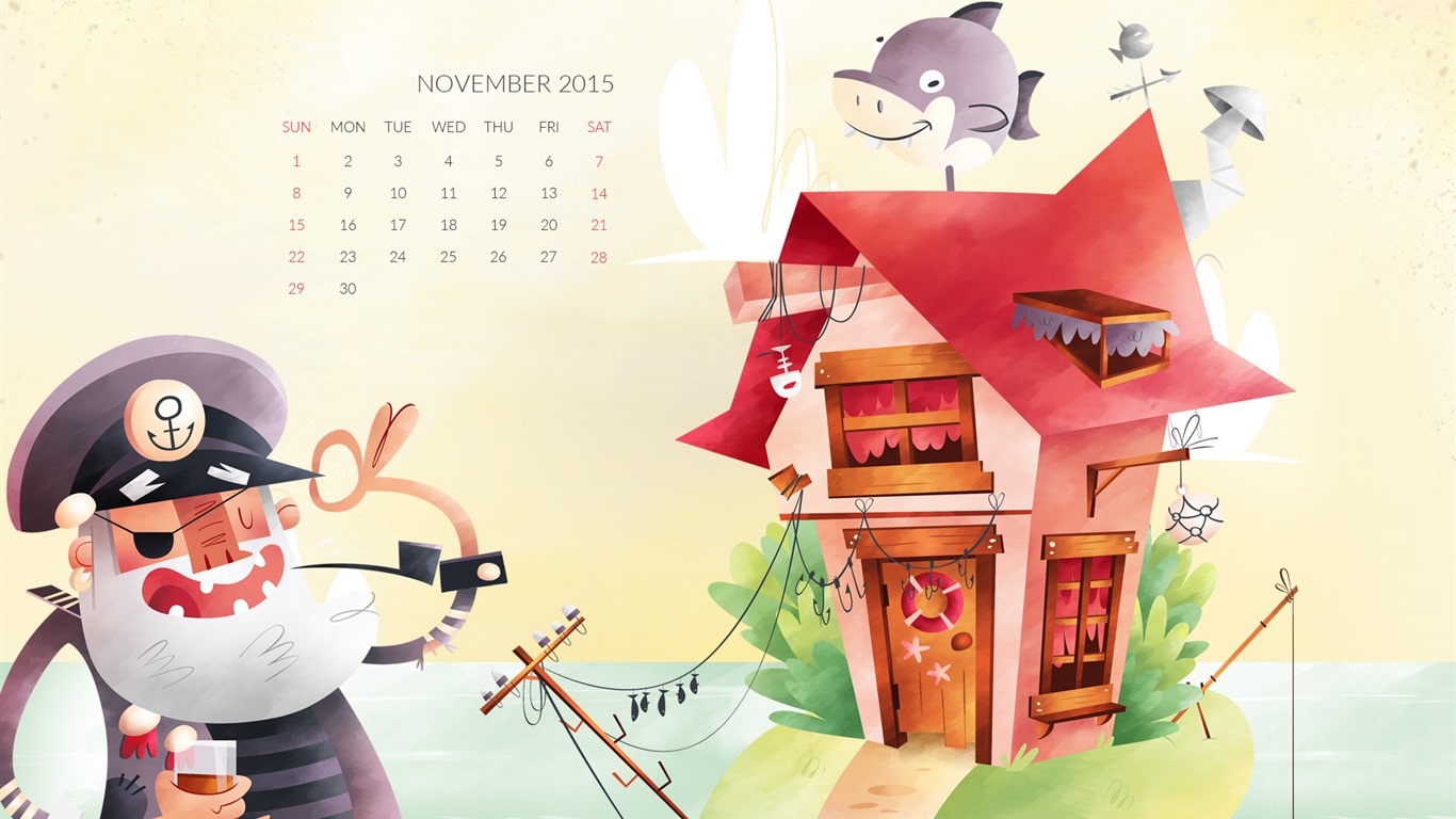 November 2015 Kalender Wallpaper (2) #10 - 1366x768