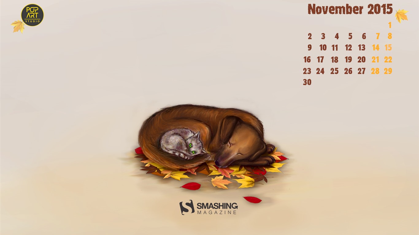 November 2015 Kalender Wallpaper (2) #11 - 1366x768