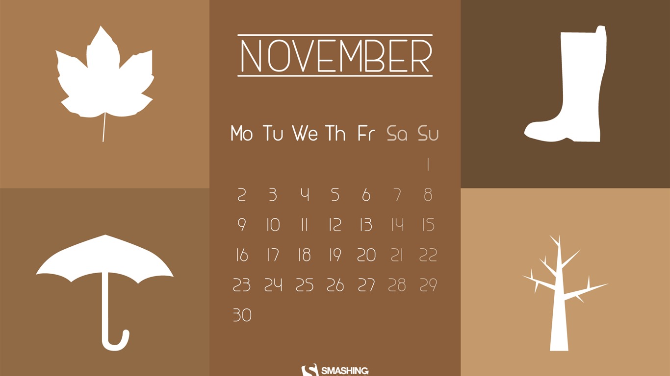 November 2015 Calendar wallpaper (2) #12 - 1366x768