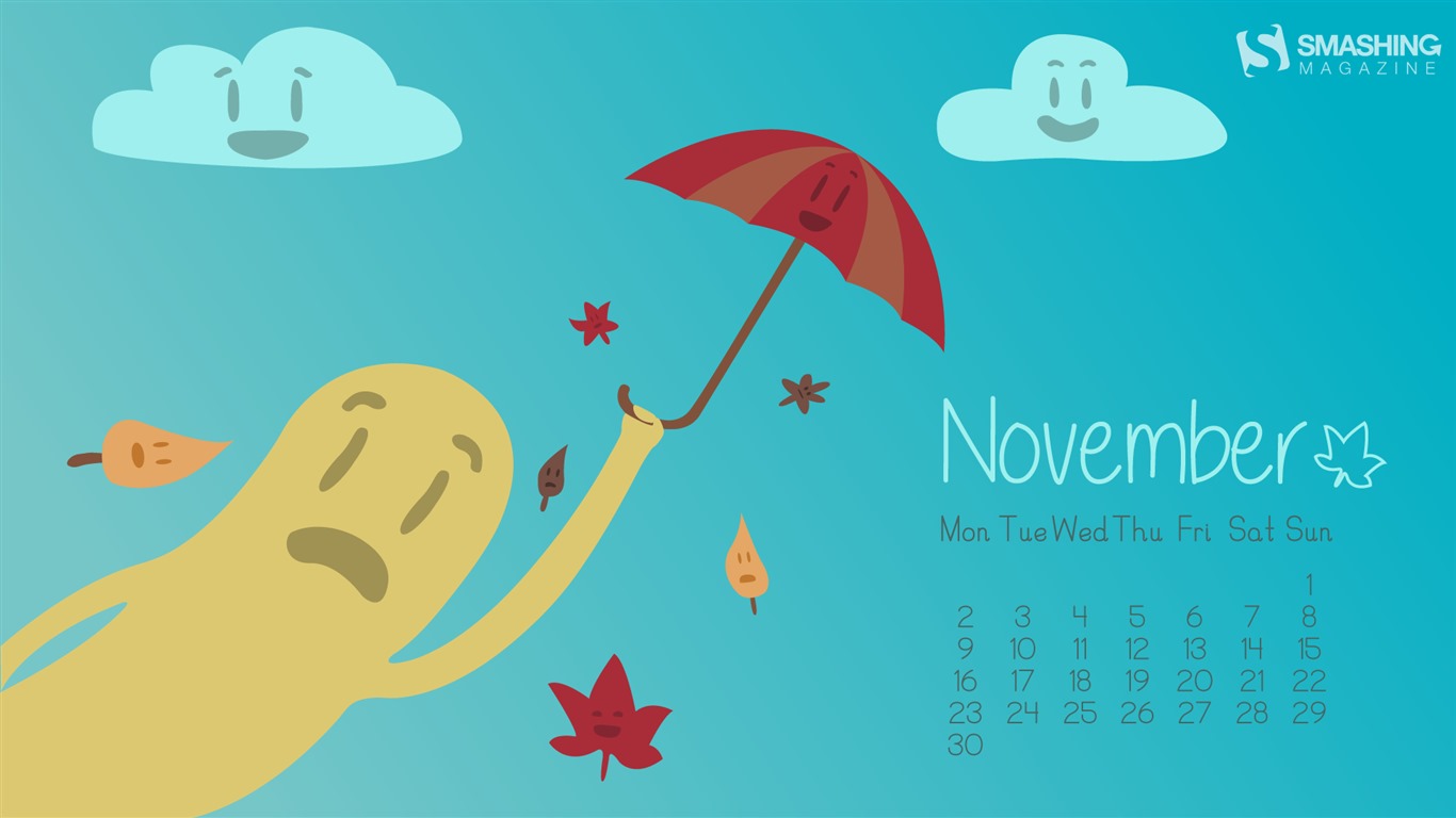November 2015 Kalender Wallpaper (2) #14 - 1366x768