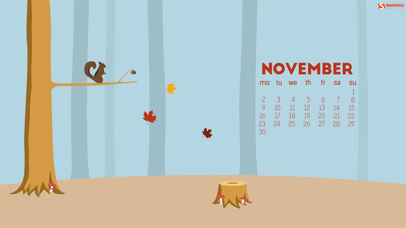 November 2015 Kalender Wallpaper (2) #15 - 1366x768