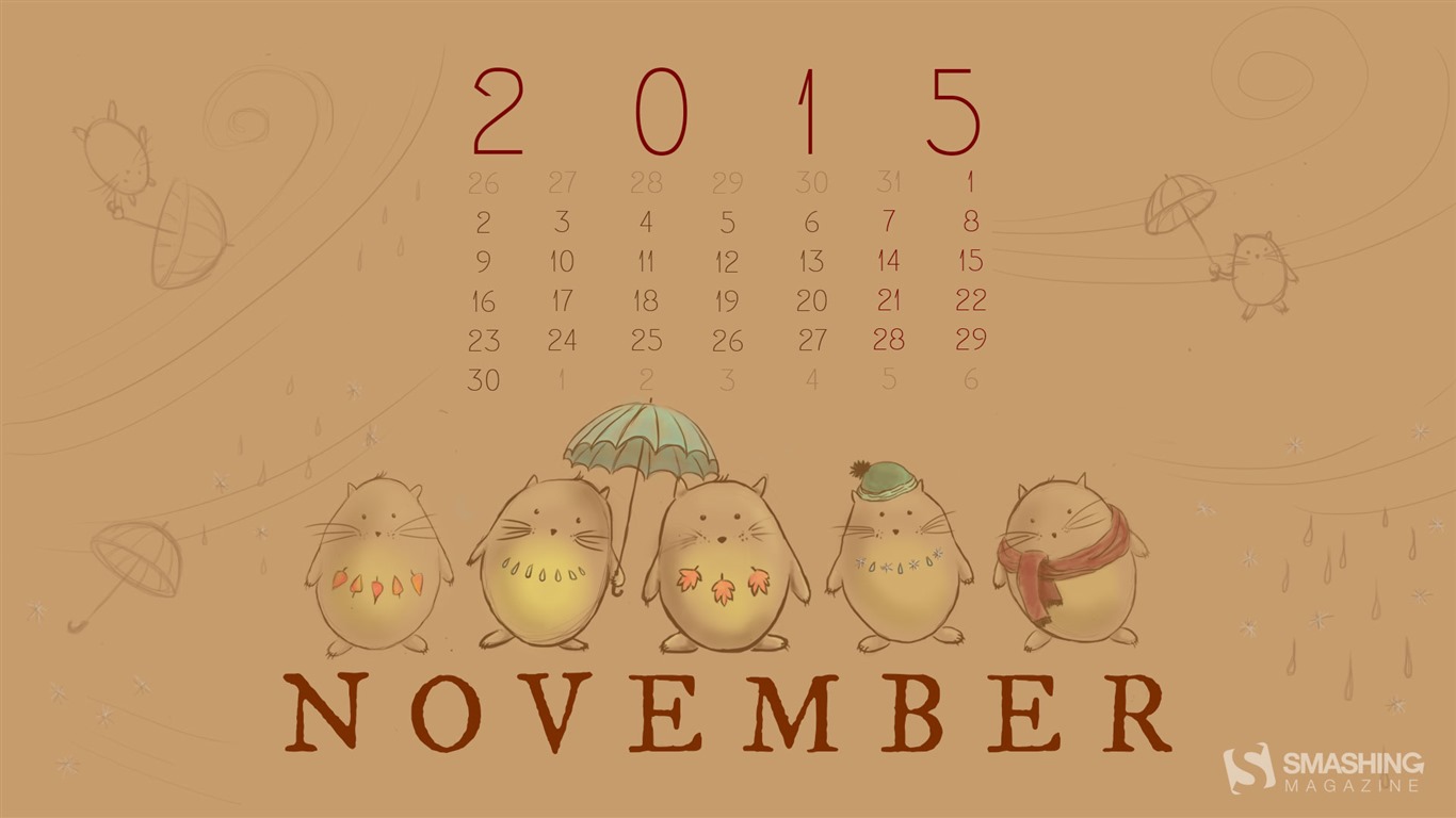 November 2015 Kalender Wallpaper (2) #17 - 1366x768