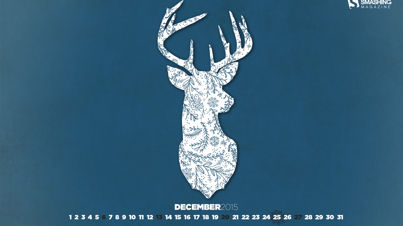 2015年12月カレンダー壁紙（1） #19 - 1366x768