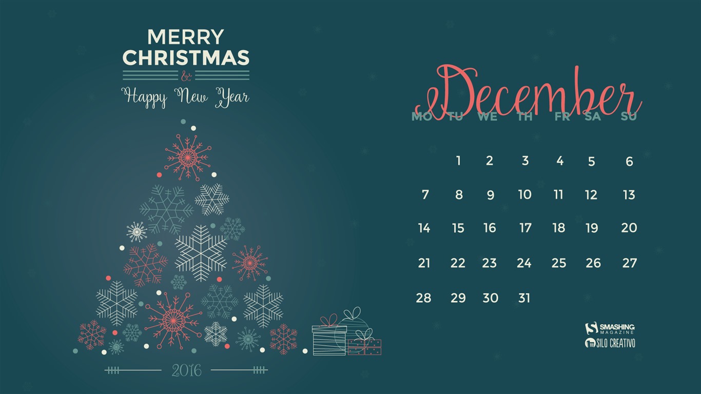 December 2015 Calendar wallpaper (2) #3 - 1366x768