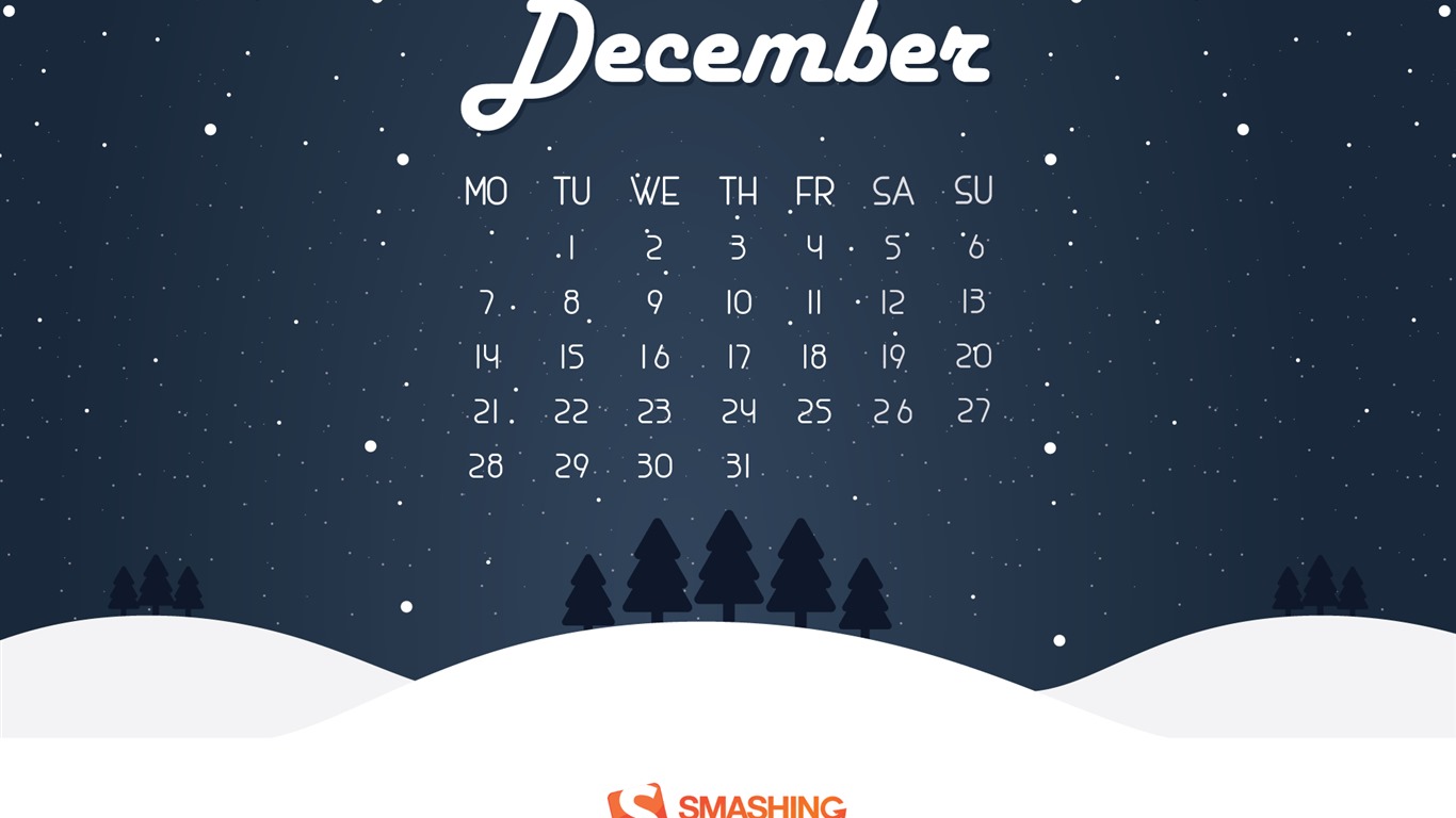 December 2015 Calendar wallpaper (2) #7 - 1366x768