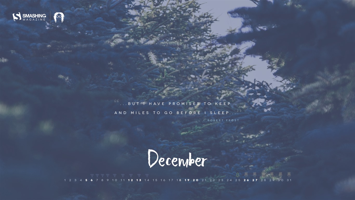 Décembre 2015 Calendrier fond d'écran (2) #12 - 1366x768