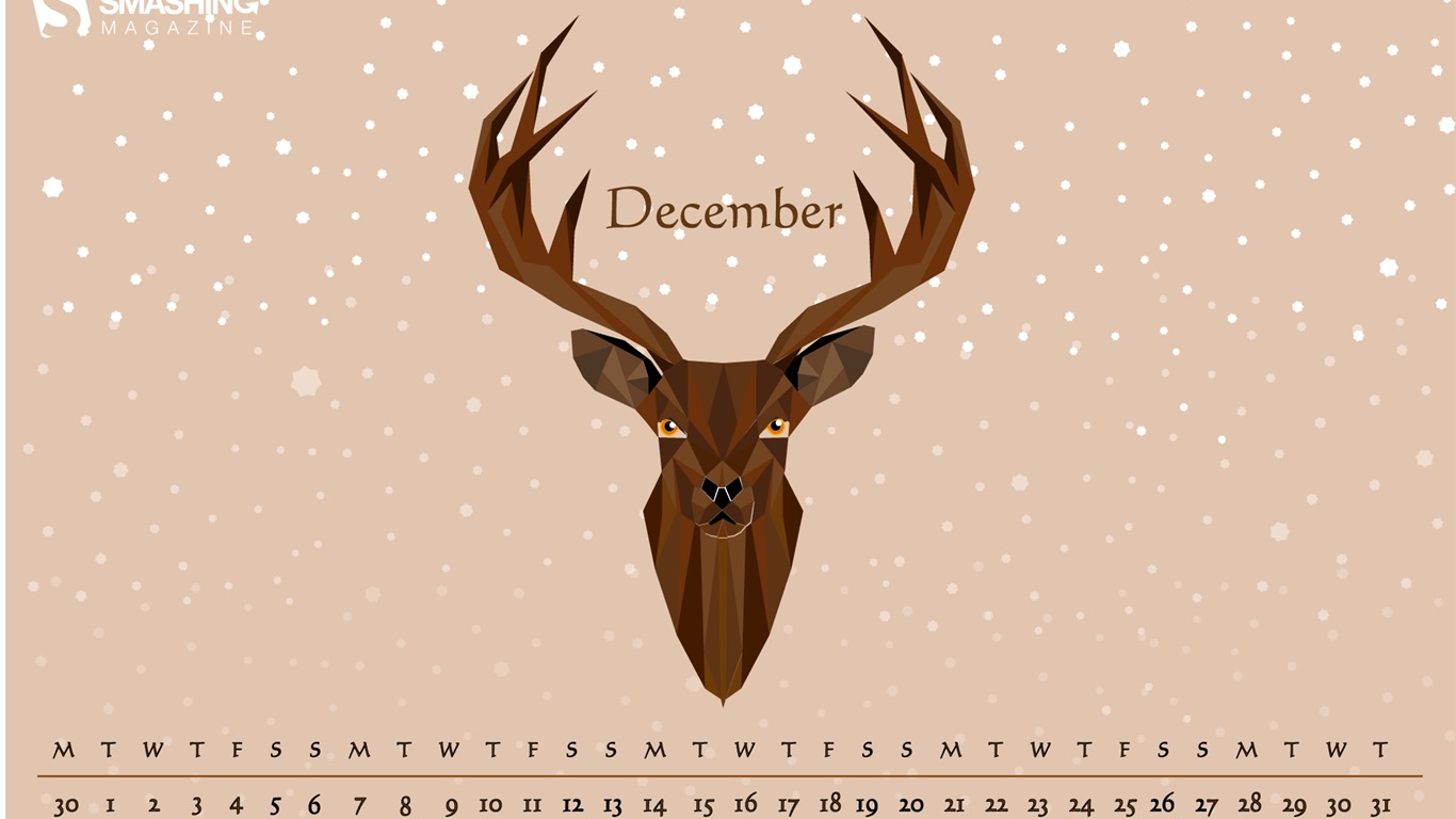 Декабрь 2015 Календарь обои (2) #13 - 1366x768