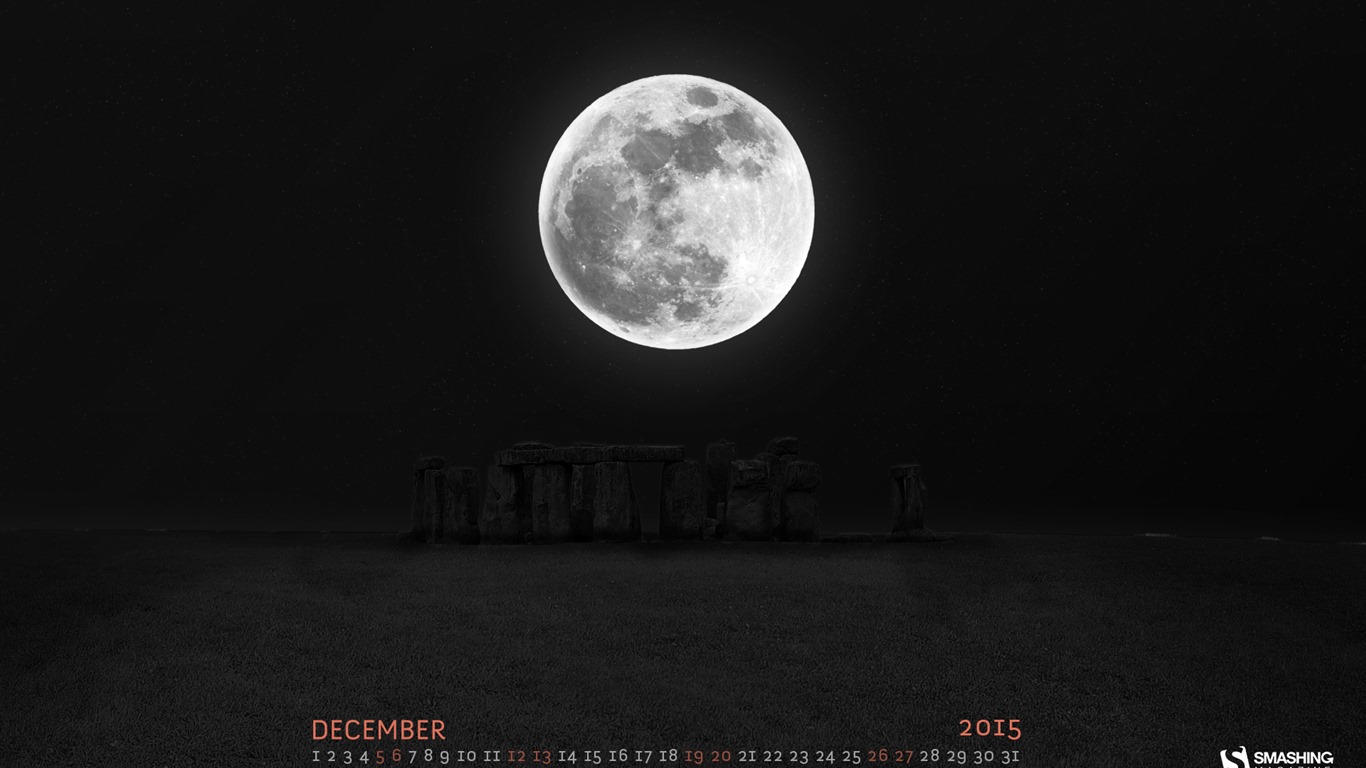 2015年12月カレンダー壁紙（2） #19 - 1366x768