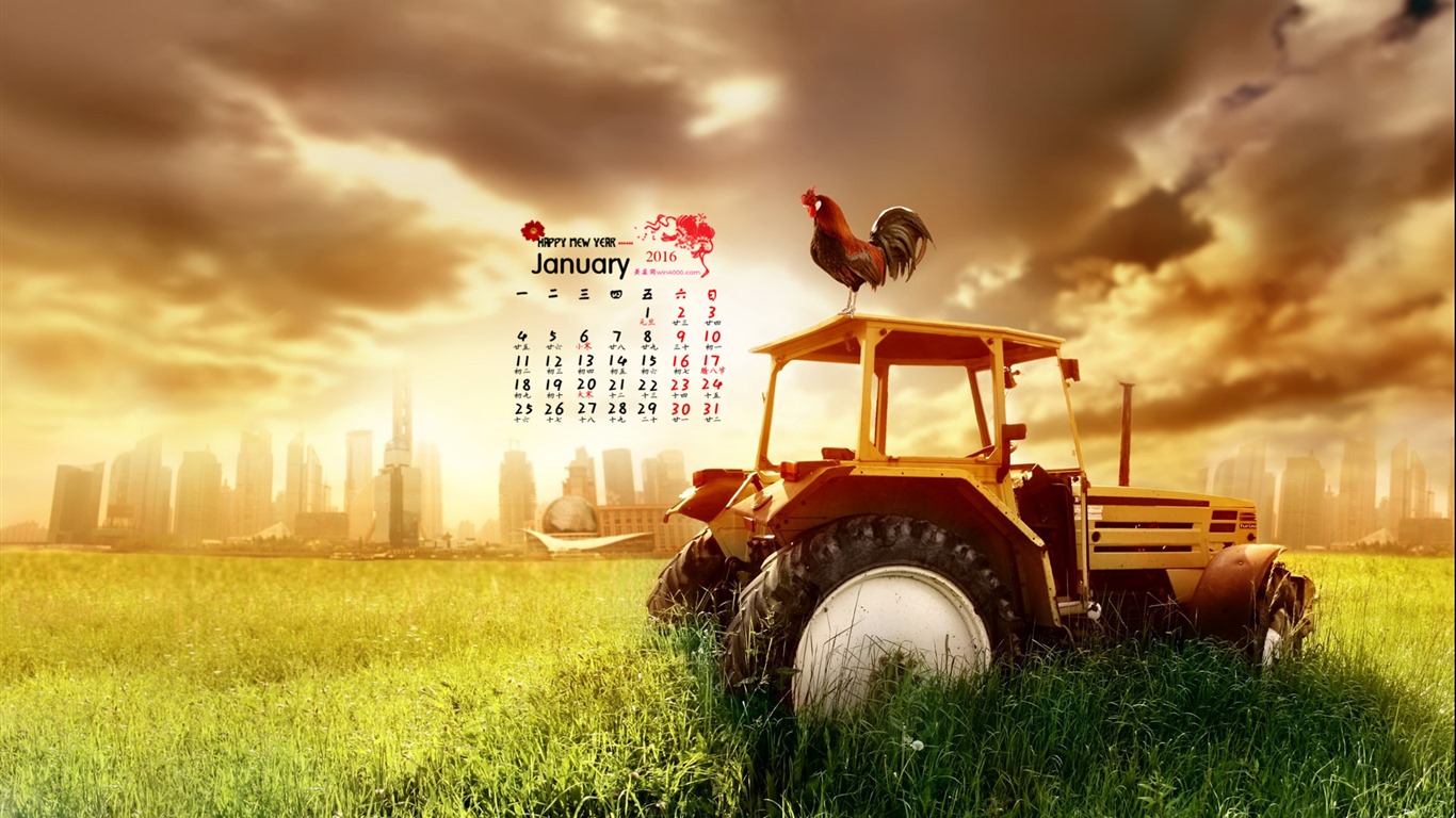 01. 2016 kalendář tapety (2) #2 - 1366x768