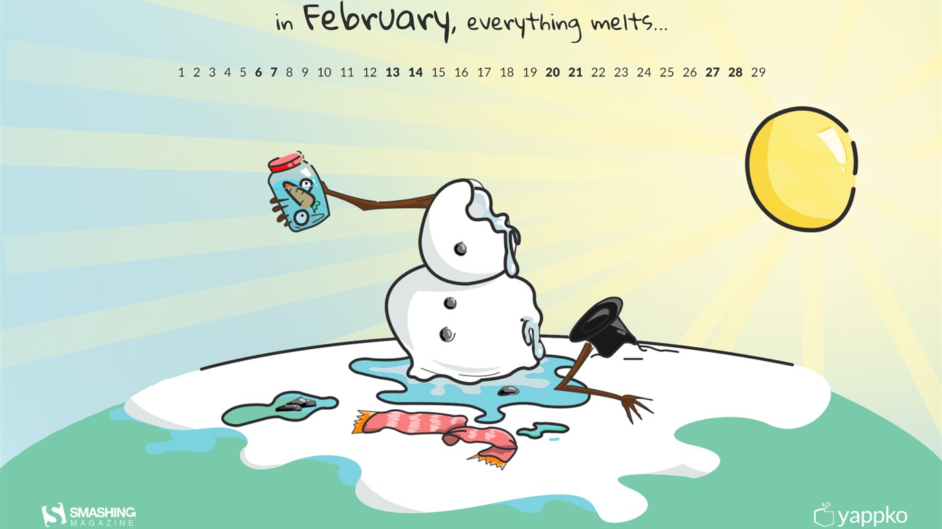 Februar 2016 Kalender Wallpaper (1) #16 - 1366x768
