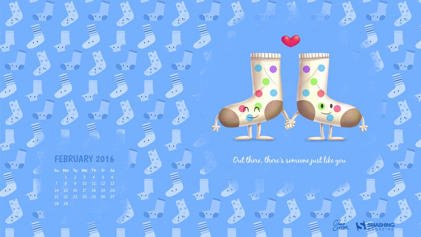 February 2016 Calendar wallpaper (2) #10 - 1366x768