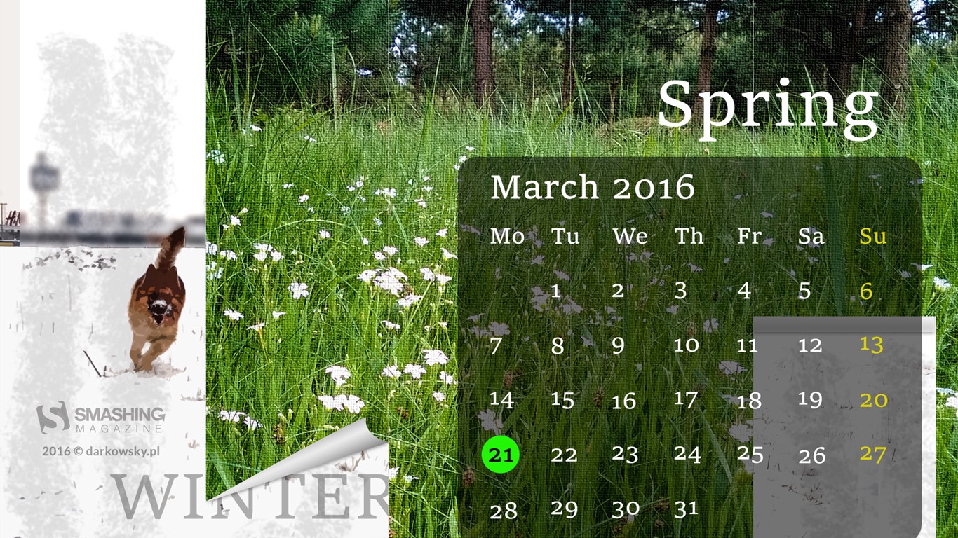 March 2016 calendar wallpaper (2) #10 - 1366x768